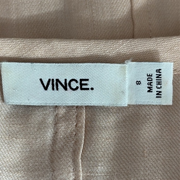 Vince Linen Blend Drop Waist Pleated Skirt Dress in Peach - Size 8 - Picture 4 of 7
